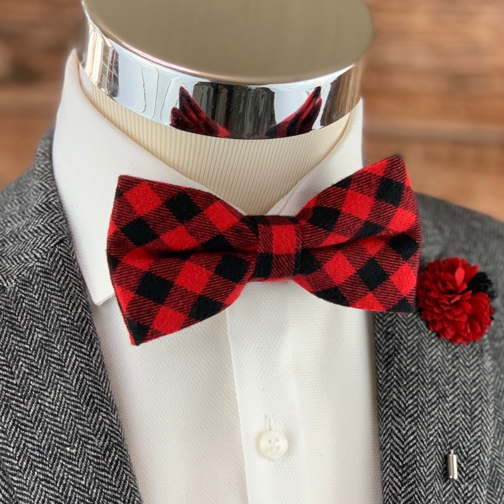 Men's Red/Black Buffalo Plaid Bow Tie